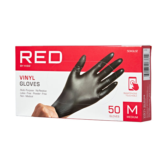 RED BY KISS Black Vinyl Gloves (50pcs)