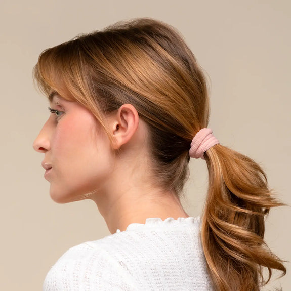 Kitsch Recycled Fabric Ribbed Hair Elastics 10pc Set - Blush