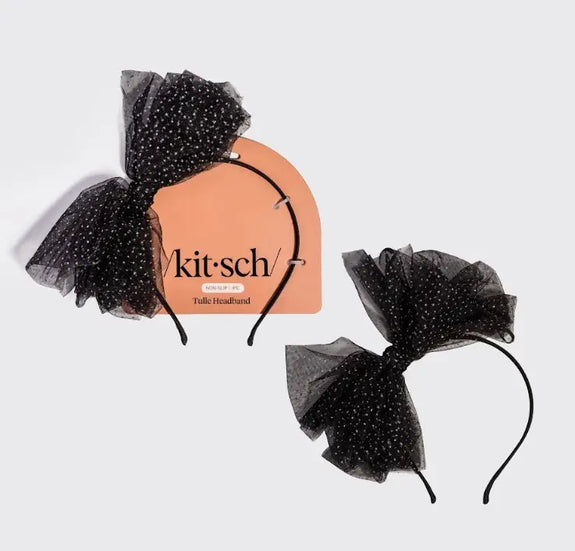 Kitsch Glitter Tulle Headband Black