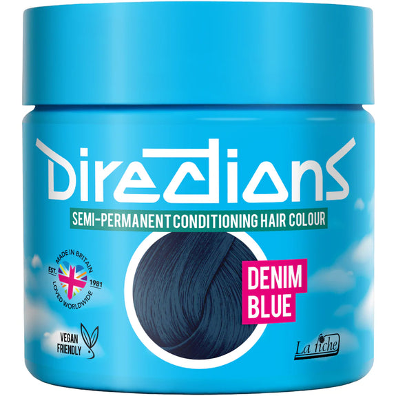 DIRECTIONS Denim Blue Semi-permanent hair colour 100ml