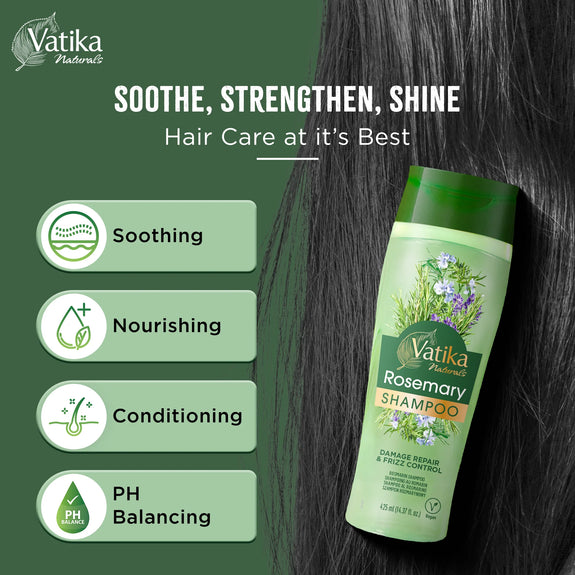 Vatika Natural Rosemary Shampoo  Damage Repair & Frizz Control- 425 Ml