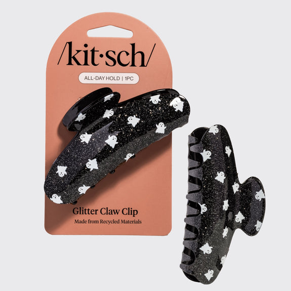 Kitsch Recycled Plastic Glitter Claw Clip Ghosts