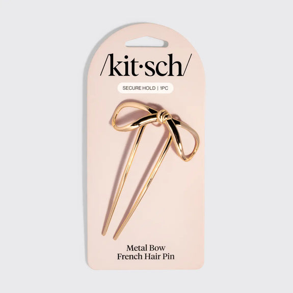 Kitsch Mini Metal Bow French Hair Pin - Gold