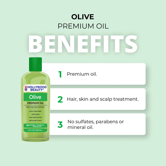 Hollywood Beauty Olive Premium Oil For Hair, Scalp, Skin, And Nails - 8 Oz