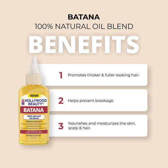 HollyWood Beauty Batana 100% Natural Oil Blend For Hair, Scalp, Skin, And Nails 59.2ml /2oz