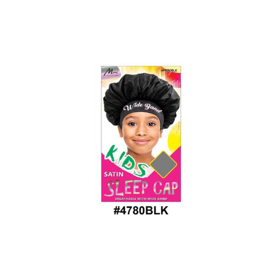 MURRY COLLECTION KIDS SATIN WIDE BAND SLEEP CAP BLACK