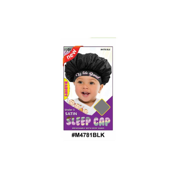 MURRY COLLECTION KIDS WIDE BAND SATIN SLEEP CAP BLACK