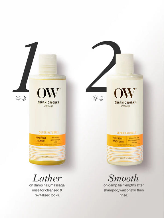 ORGANIC WORKS SHINE BOOST DUO SHAMPOO 300ML CONDITIONER 300ML