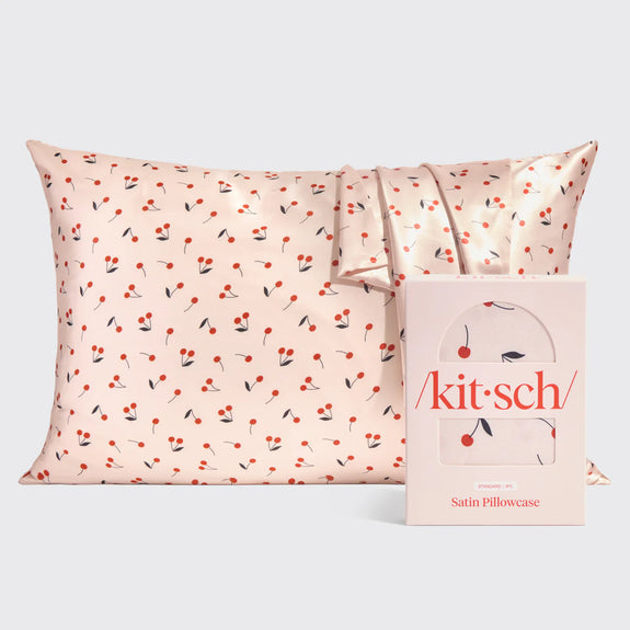 KITSCH Satin Pillowcase in Cherry Print