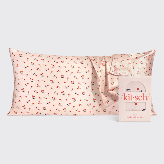KITSCH Satin Pillowcase in Cherry Print