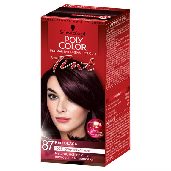 Schwarzkopf Poly Color Permanent Cream Colour Tint Red Black 87