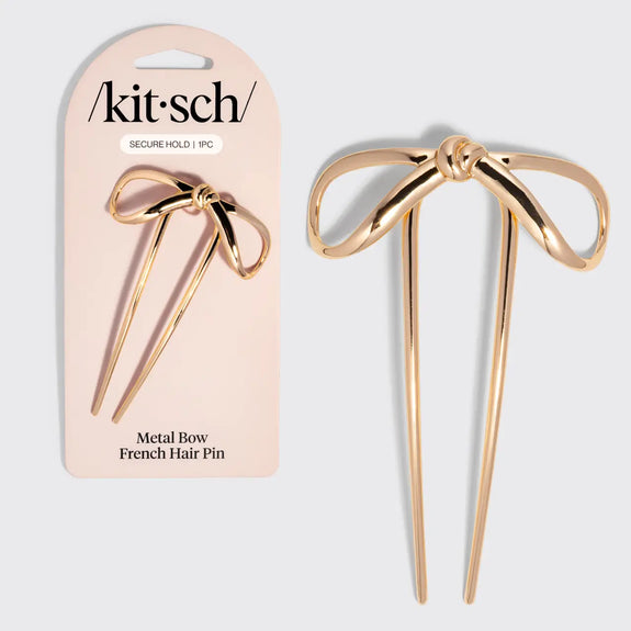 Kitsch Mini Metal Bow French Hair Pin - Gold