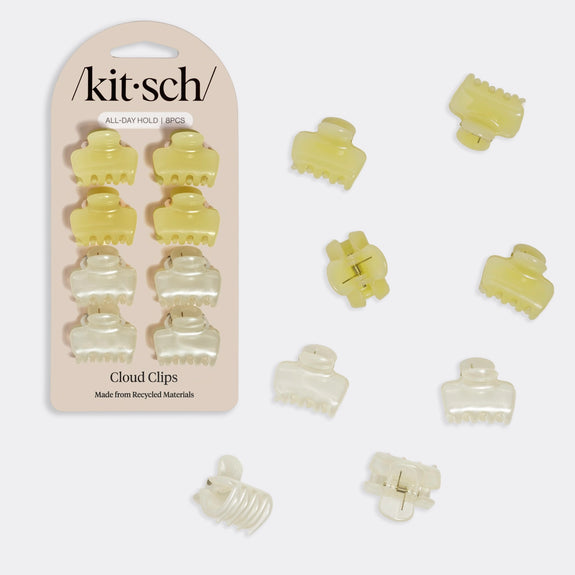 Kitsch Mini Jelly Cloud Clips 8pc Set - Pearlized Cream & Butter Yellow