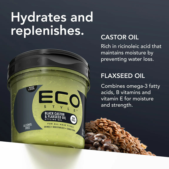 ECO STYLER BLACK CASTOR & FLAXSEED OIL HAIR STYLING GEL 236ML