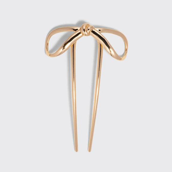 Kitsch Mini Metal Bow French Hair Pin - Gold