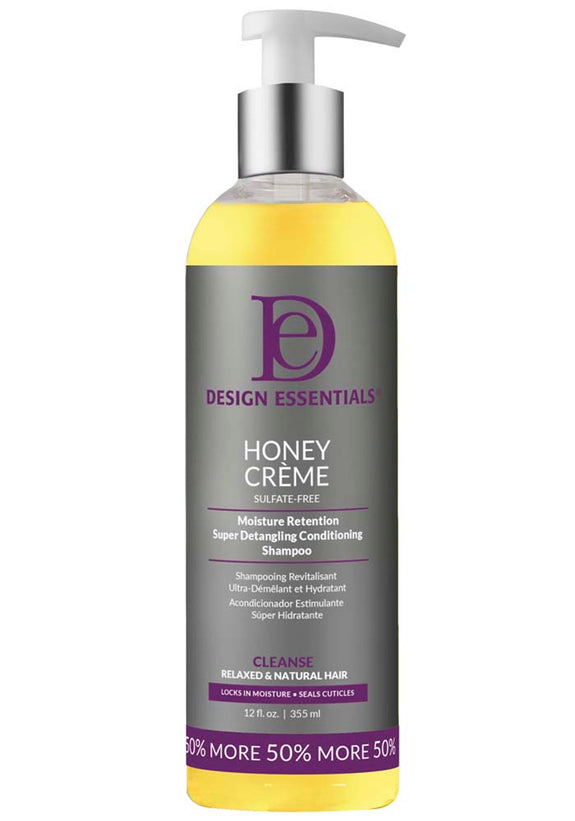 DESIGN ESSENTIALS Honey Creme Moisture Retention Super Detangling Conditioning Shampoo-12 OZ