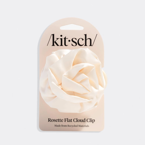 Kitsch Satin Rosette Medium Flat Cloud Clip - Cream