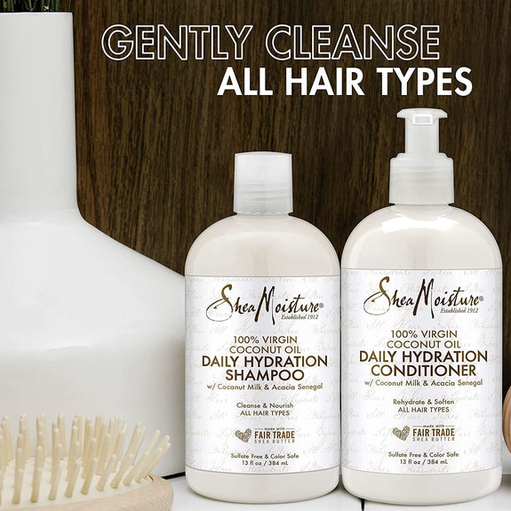 Shea Moisture 100% Virgin Coconut Oil Daily Hydration Shampoo & Conditioner | 13 fl. oz. Each