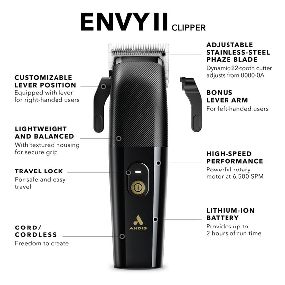 ANDIS ENVY II PREMIER CLIPPER BLACK