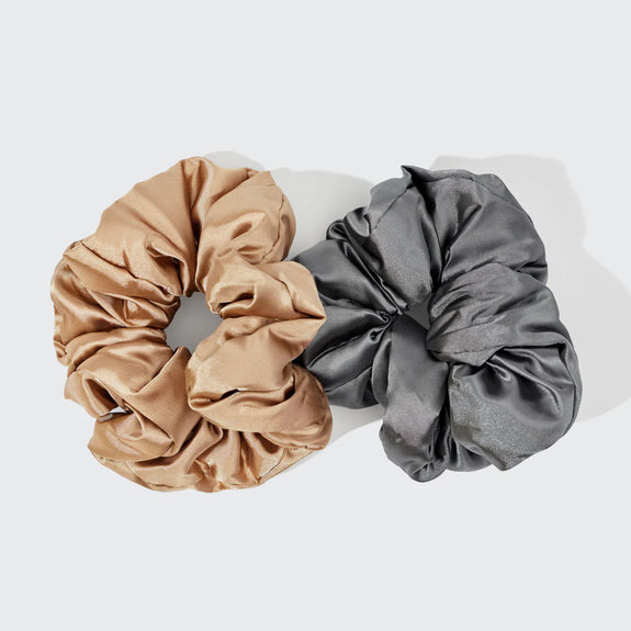 KITSCH Satin Sleep Pillow Scrunchies - Charcoal/Gold