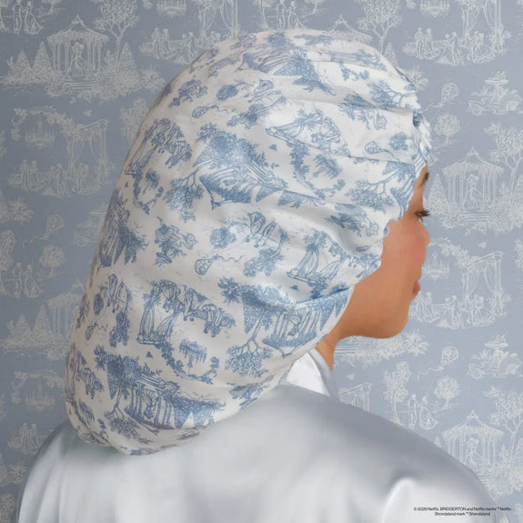 Kitsch Bridgerton X  Breathable Satin Bonnet in Garden Toile