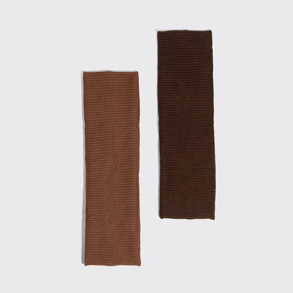 Kitch Recycled Fabric Ribbed Elastic Headbands 2pc Set - Mocha & Chocolate