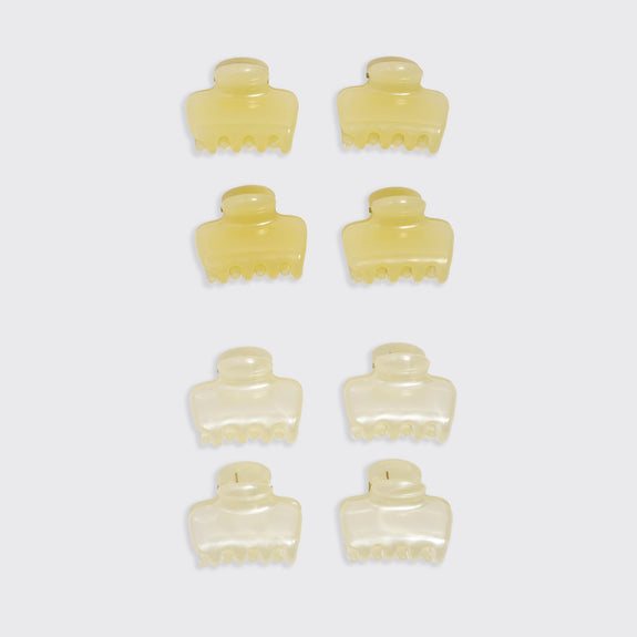 Kitsch Mini Jelly Cloud Clips 8pc Set - Pearlized Cream & Butter Yellow