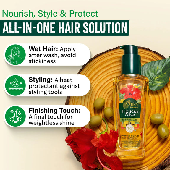 Vatika Naturals Hibiscus Olive Ritual Hair Oil 100ML