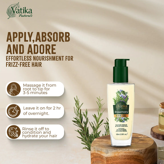Vatika Natural Rosemary Hair Oil  Damage Repair & Frizz Control - 100 ML