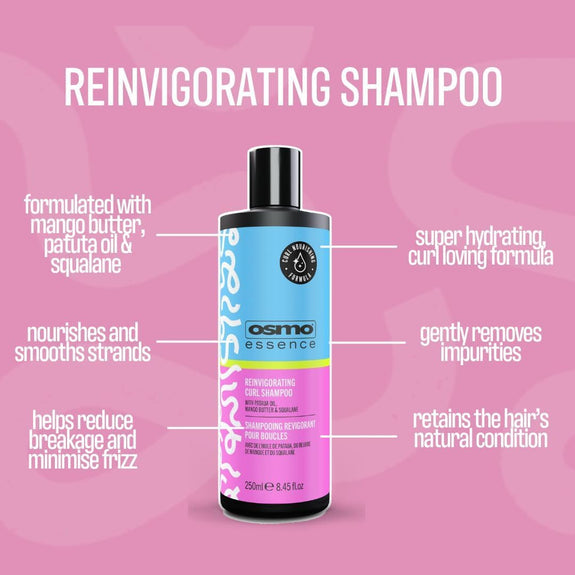 Osmo Essence Reinvigorating Shampoo. Super-Hyrdrating Pataua Oil & Mango Butter. Ideal for Curly hair types. 200ml.