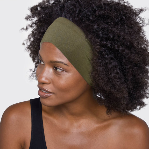 KITSCH Moss & Black Cotton Adjustable Headbands 2pc Set