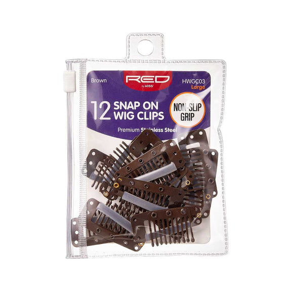 RED BY KISS Wig Clips (12pcs) BROWN LARGE