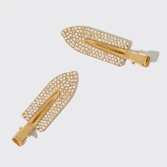 KITSCH Gold Rhinestone Creaseless Clips 2pc Set