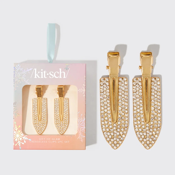 KITSCH Gold Rhinestone Creaseless Clips 2pc Set