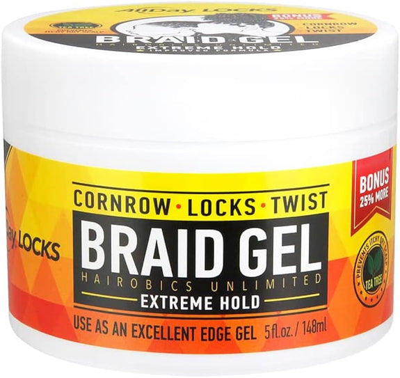 All Day Locks Extreme Hold Braid Gel for Cornrow Locks and Twist