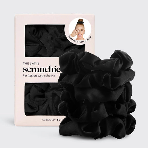 KITSCH Satin Sleep Scrunchies 5pc - Black