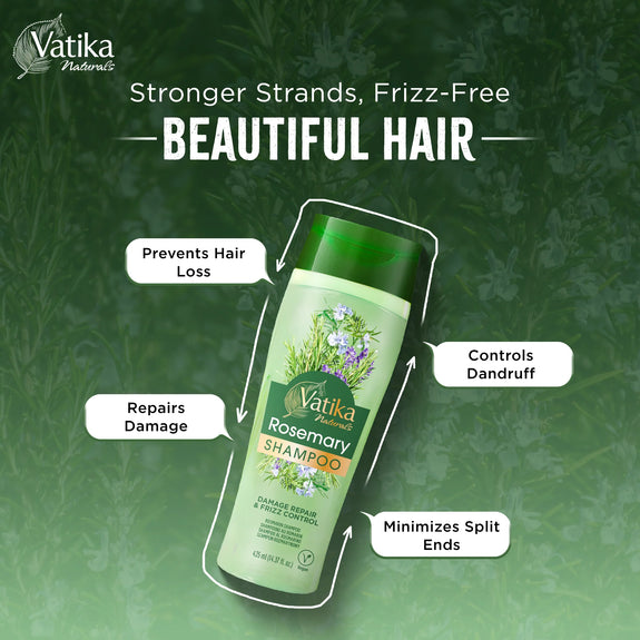 Vatika Natural Rosemary Shampoo  Damage Repair & Frizz Control- 425 Ml