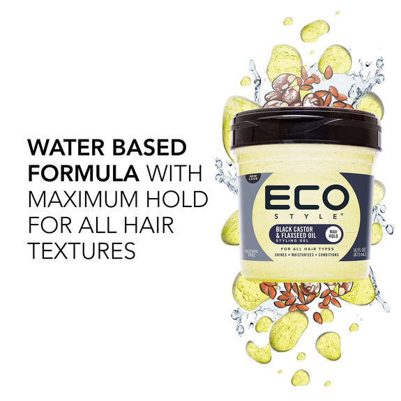 ECO STYLER BLACK CASTOR & FLAXSEED OIL HAIR STYLING  GEL