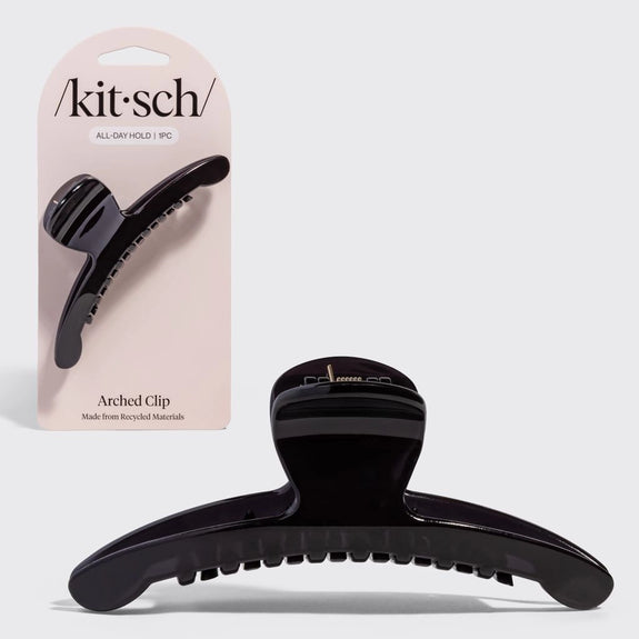 Kitsch Recycled Plastic Large Arched Clip Black