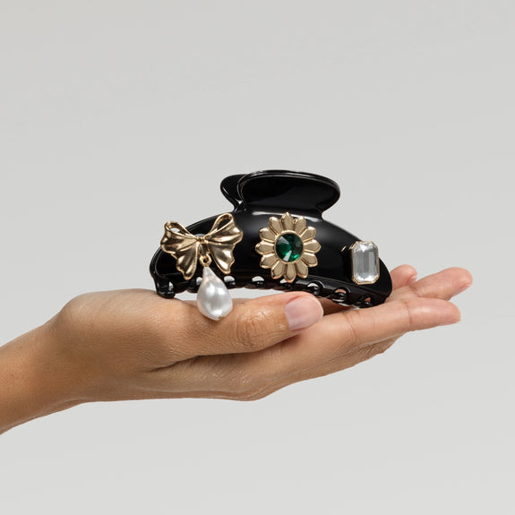 Kitsch pop Curved Claw Clip 7pc Set Vintage - Black