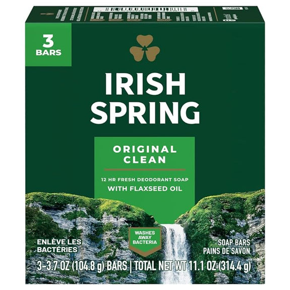 Irish Spring Original Clean Deodorant Soap Bar 314.4g (3 x 104.8g)