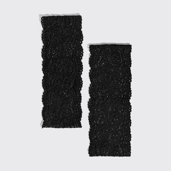 Kitsch Wide Lace Elastic Headbands 2pc Set - Black