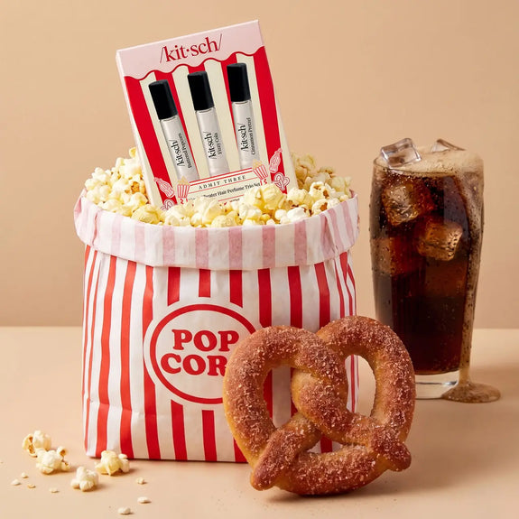 Kitsch Movie Theater Hair Perfume Trio Set - Buttered Popcorn, Fizzy Cola, Cinnamon Pretzel
