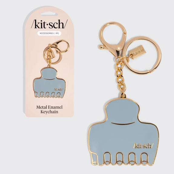 Kitsch Metal Enamel Keychain Cloud Clip - Haze Blue