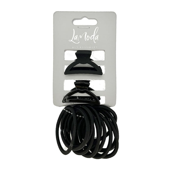 LA MODA BLACK CLIPS PONYTAILERS SET