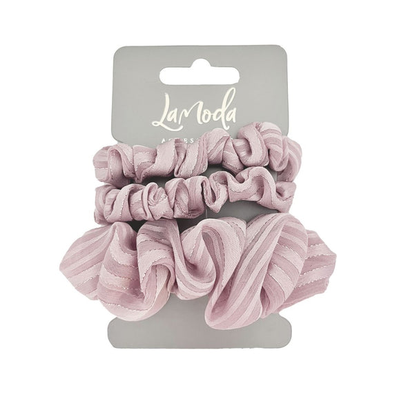 LA MODA ACCESSORIES BLUSH SCRUNCHIE SET 3PCS