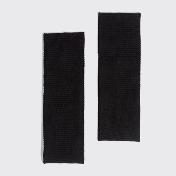 Kitsch Recycled Fabric Ribbed Elastic Headbands 2pc Set - Black