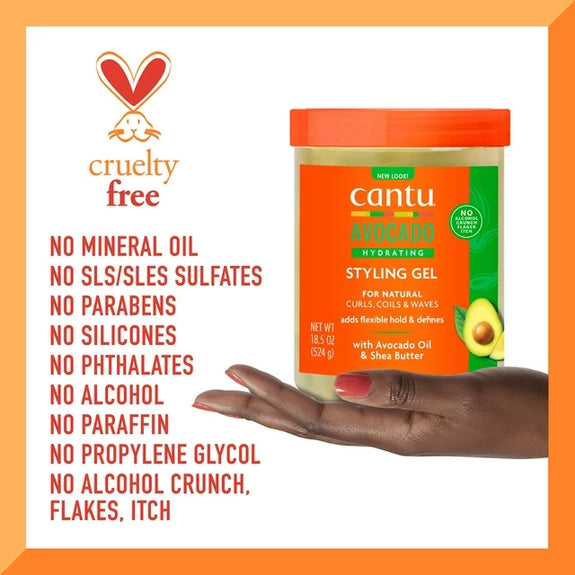 Cantu Avocado Paraben-Free Hydrating Styling Gel, 18.5 oz