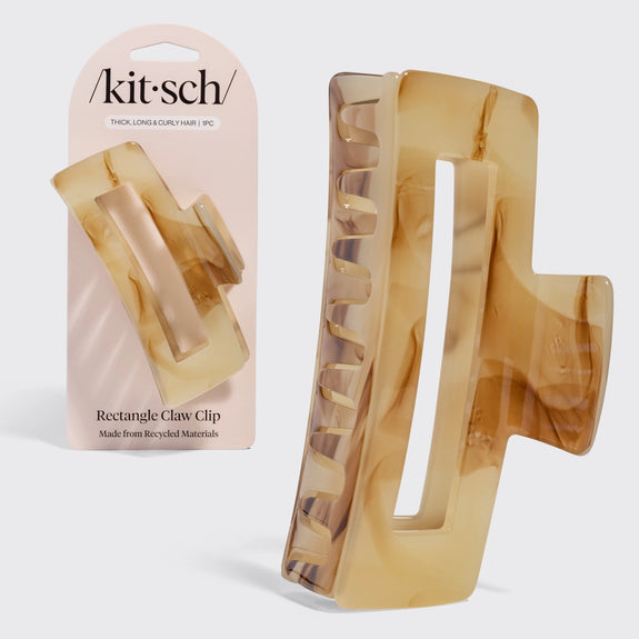 Kitsch Recycled Plastic Jumbo Open Shape Claw Clip Chocolate Marble