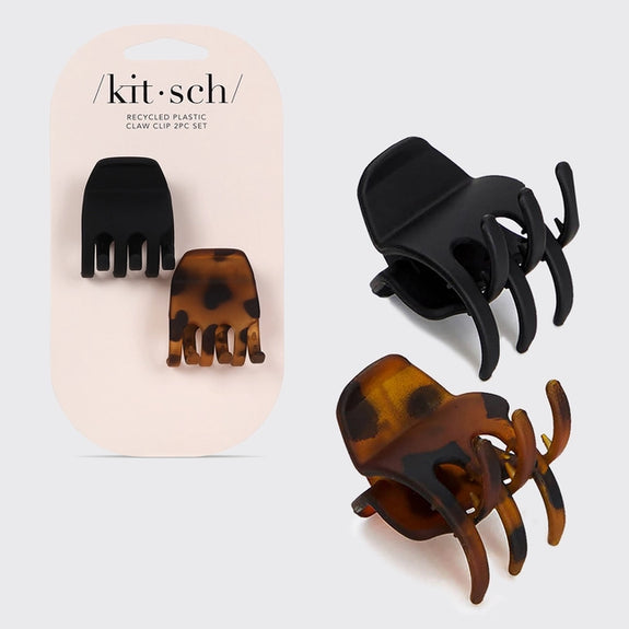 KITSCH Eco-Friendly Medium Claw Clips 2pc Set - Black & Tort